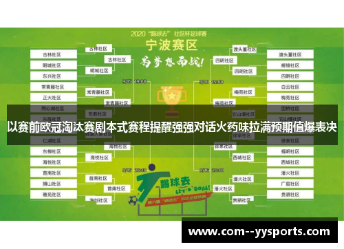 以赛前欧冠淘汰赛剧本式赛程提醒强强对话火药味拉满预期值爆表决 以赛前欧冠淘汰赛剧本式赛程提醒强强对话火药味拉满预期值爆表决
